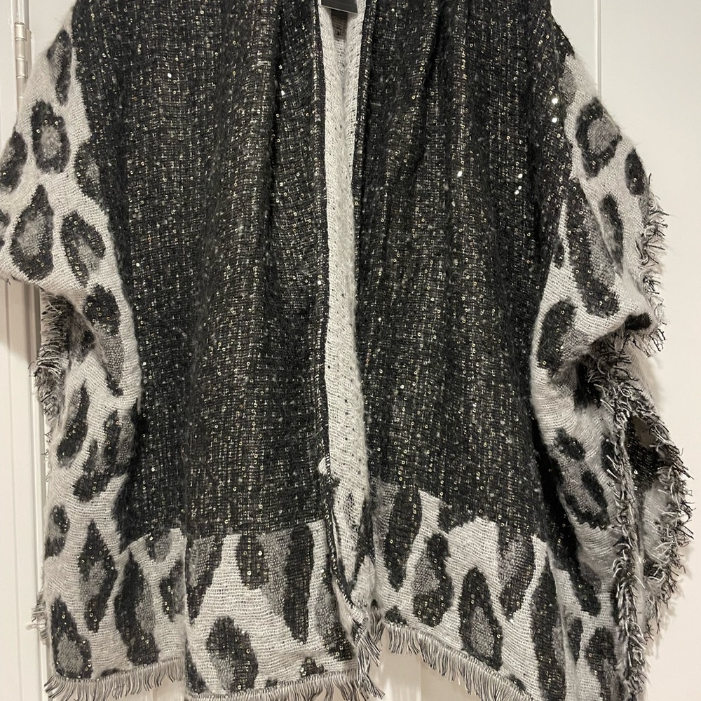 INC sweater shawl. Black and Grey Leopard/Cheetah print. One size. NWT.